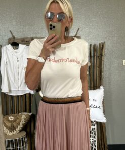 T-shirt Mademoiselle blanc/rose