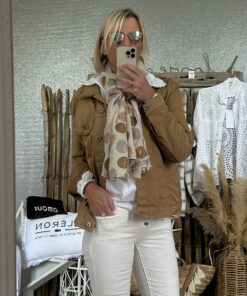 Blouson frangé caramel