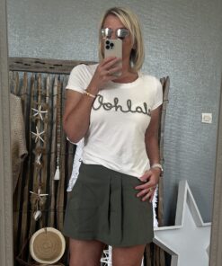T-shirt Ohlala  blanc/kaki