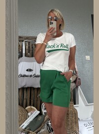 T-shirt Rock n Roll  blanc/vert