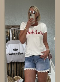 T-shirt Ohlala  blanc/rouge