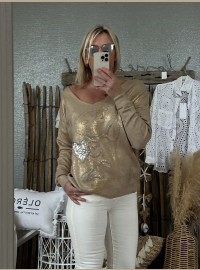 Pull CDS taupe doré