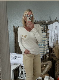 T-shirt cœurs beige
