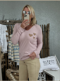 T-shirt cœurs rose