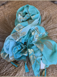 Echarpe turquoise doré