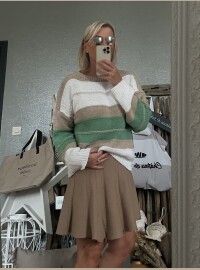Pull CDS beige blanc vert