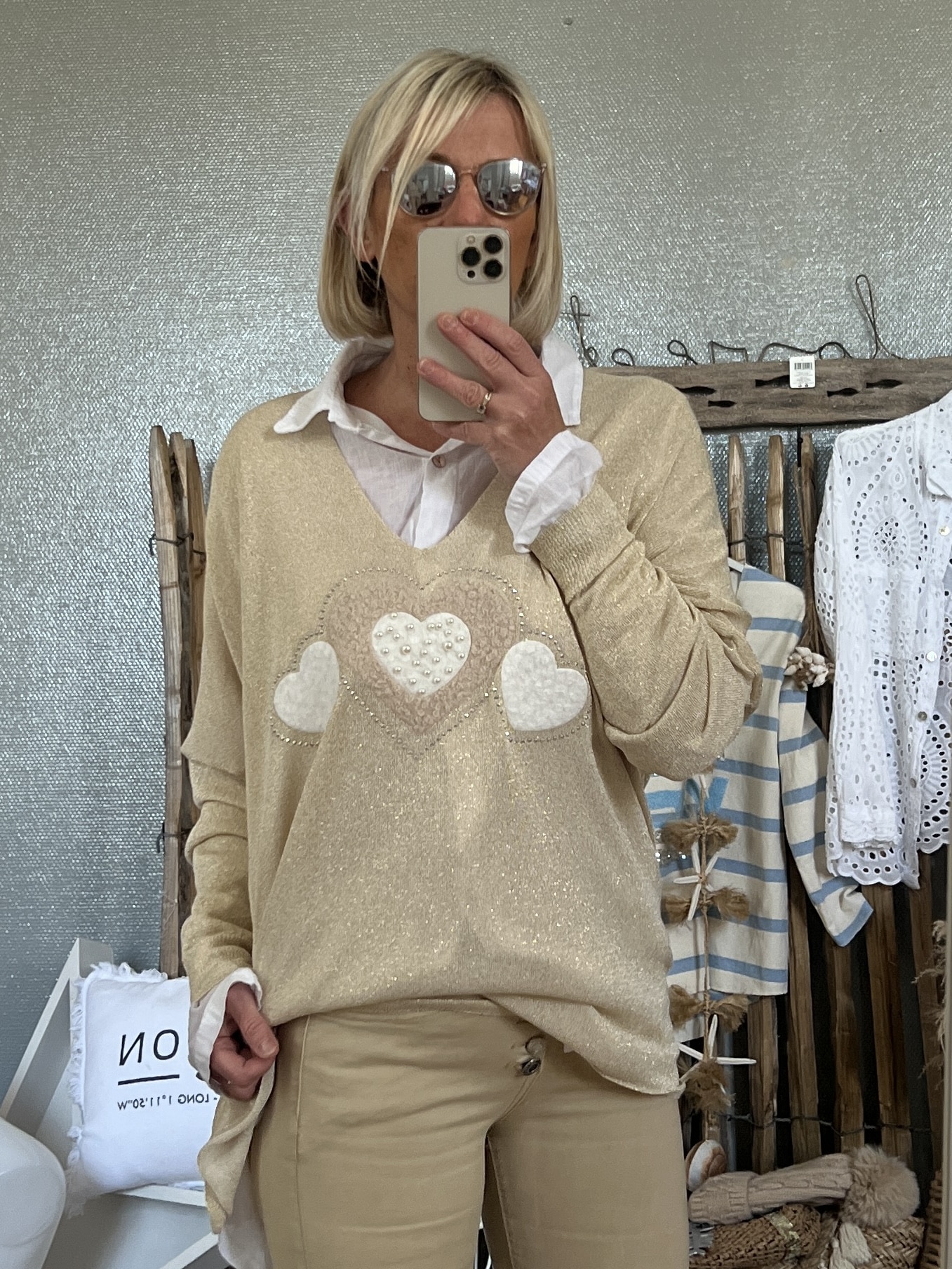 Pull Lurex DIDI Noir Et Argent Motif Troué - Taille M, Occasion Très Bon état, Style Chic