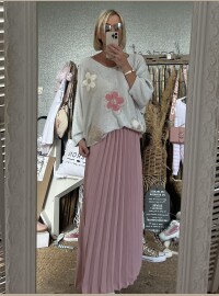 Jupe plissée rose