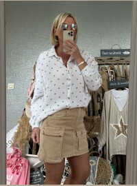 Chemise coeurs blanc beige