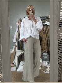 Pantalon noeuds gaze beige