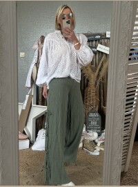 Pantalon noeuds gaze kaki