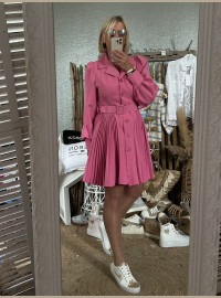Robe plissée rose