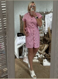 Robe cds rayée rose