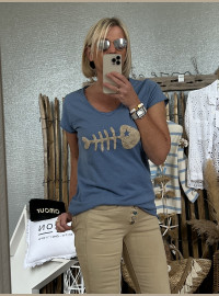 T-shirt cds bleu beige