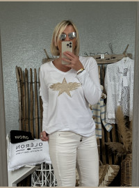 T-shirt star blanc glitter
