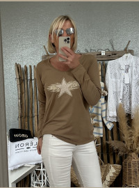 T-shirt star caramel glitter