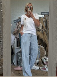 Pantalon rayé bleu