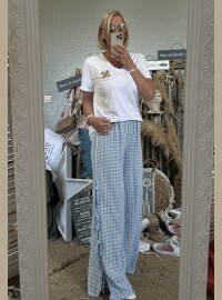 Pantalon noeuds gaze vichy