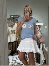 T-shirt cds ciel blanc