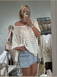 Pull lurex oversize blanc