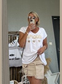 T-shirt Amour  blanc doré