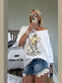 T-shirt CDS oversize blanc doré