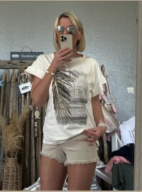 T-shirt Palm blanc doré