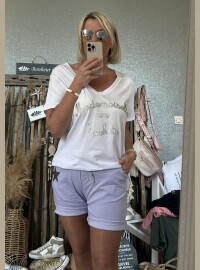 T-shirt Melle blanc pailleté argenté