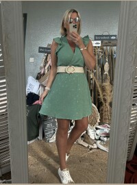 Robe gaze céladon doré