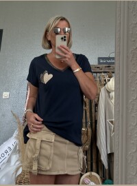 T-shirt cœur lurex marine