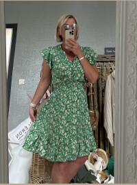 Robe cds fleurie verte doré