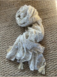 Echarpe blanc beige doré