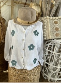 Chemise Flowers celadon