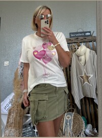 T-shirt blanc rose