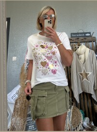T-shirt blanc rose