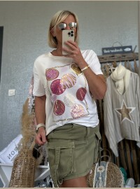 T-shirt blanc rose