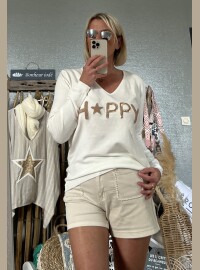 Pull Happy blanc beige