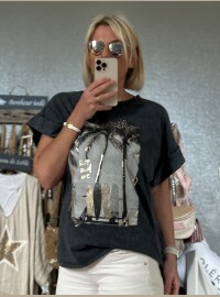 T-shirt good vibes noir doré