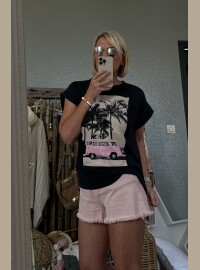 T-shirt Van noir rose