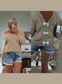 Pull CDS beige cœurs