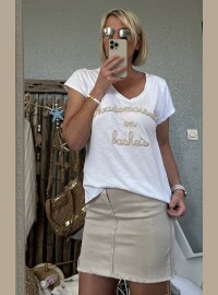T-shirt Melle blanc beige