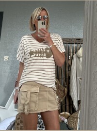 T-shirt cds marinière 40/44 beige