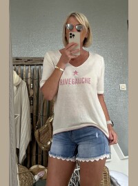 Pull fin blanc rose