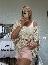 Pull maille beige oversize