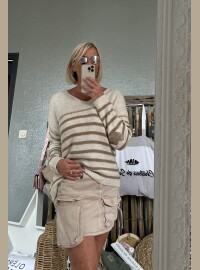 Pull cœur caramel lurex
