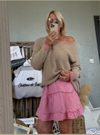 Pull oversize taupe