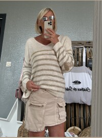 Pull cœur beige lurex