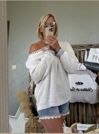 Pull oversize blanc