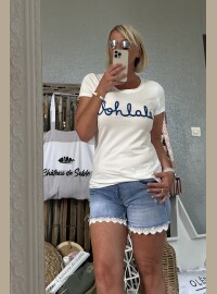 T-shirt Ohlala  blanc/bleu royal