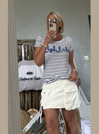 T-shirt rayé bleu royal